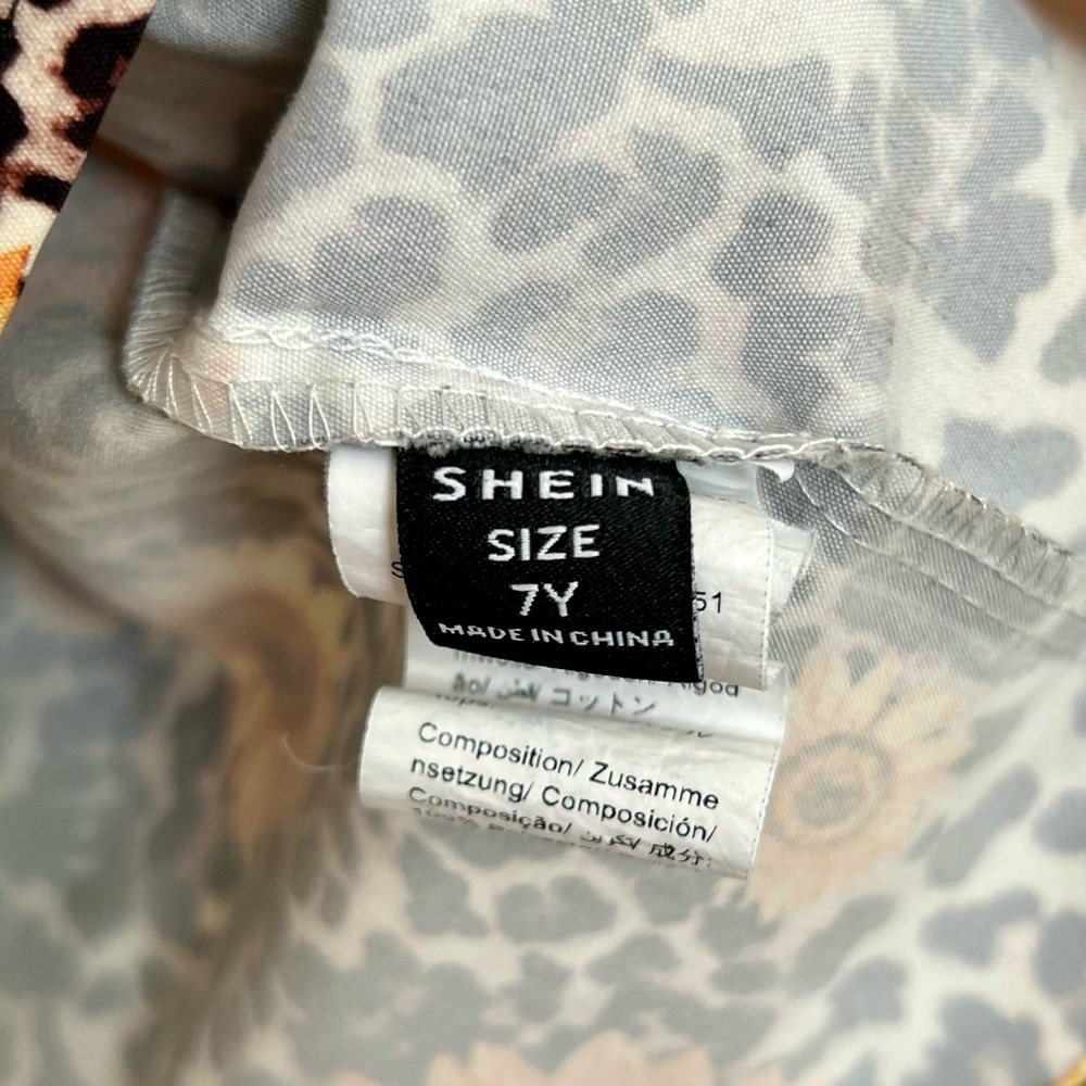 SHEIN Girls Sunflower Leopard Print Flutter Sleeve Top Size 7Y - Picture 2 of 5